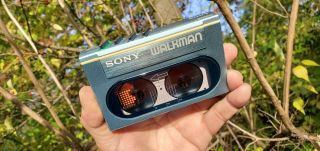 Sony Wm 20 (wm - 10) Walkman Cassette Rare Blue Near With All Accessories