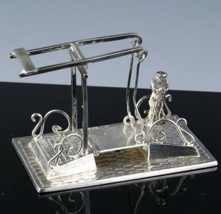 Great Dutch 800 Solid Silver Miniature Draw Bridge With Figure Hallmarked