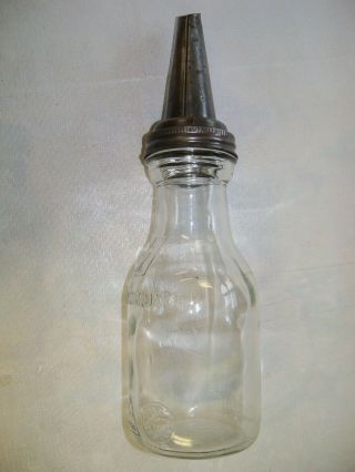 Vintage 1 Quart Glass Motor Oil Bottle With Spout Duraglas