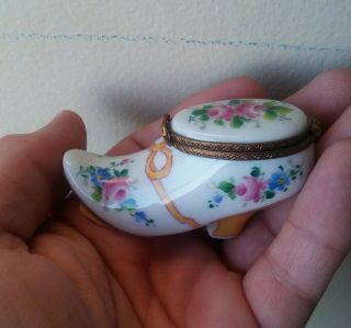 Vintage Antique French Hand Painted Limoges Trinket Box Shoe Box