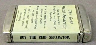 rare c.  1905 REID HAND SEPARATOR Cream Philadelphia Celluloid match safe VESTA 3