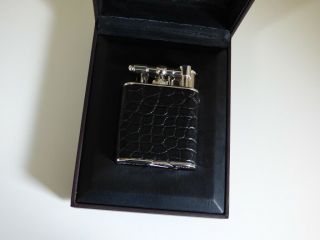 Dunhill Unique Sports Turbo Lighter - Alligator With Rhodium Trim - Fully Boxed