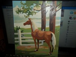 Vintage Paint By Number Horse Picture Completed Art M 8x10