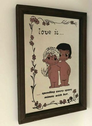 Love Is.  By Kim Casali Mirror 1970s Cartoon Vintage Framed Picture Nude 9”x13$