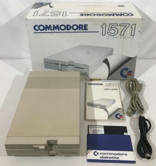 Vintage Commodore 64 128 Floppy Disk Drive Model 1571 W/ Box &