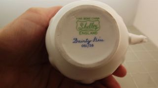 Vintage Shelley England DAINTY BLU Floral Design Scalloped Teacup & Saucer 3