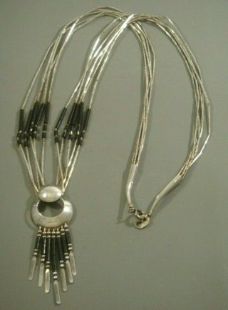 Rare Vintage Carolyn Pollack Carlisle 5 - Strand Sterling Silver Concho Necklace