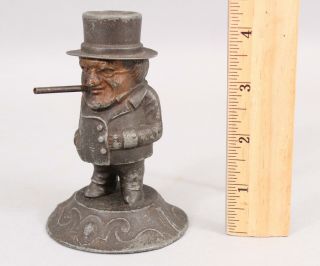Antique Circa 1900 French Spelter Figural Man Top Hat Petrol Cigar Lighter