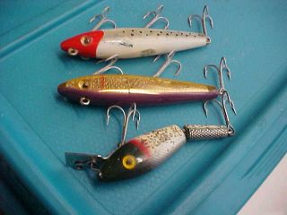 3 Vintage L&s Mirrolure Old Bass Fishing Lures Bass - Master Model 15 52mgp 11ms