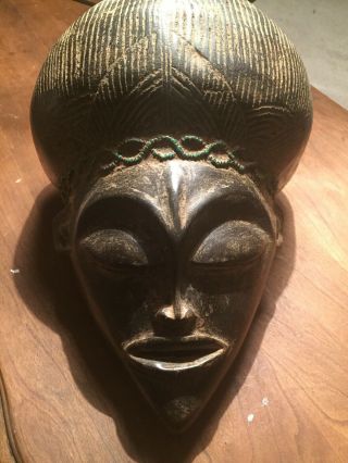 Vintage African Tribal Wood Mask Hand Carved Wall Hanging Art.