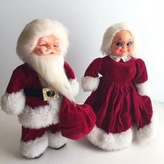 Vintage Santa And Mrs Claus Christmas Decoration Holiday Dish Soap Bottle Dolls