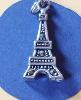 Sterling Silver Vintage Bracelet Charm C71 Eiffel Tower