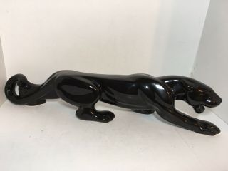 Vintage 23” Black Panther Ceramic Figure Mid Century Modern Home Mantle Decor