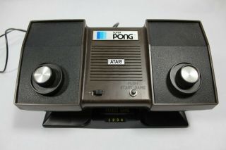 Vtg Atari Pong Video Game Console w/ Power Supply & Model C - 140 3