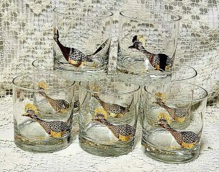 Couroc Roadrunner Double Old Fashion Glasses Set Of 8