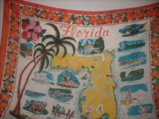 VINTAGE FLORIDA SOUVENIR STATE SCARF PRE DISNEY 1950 ' s 2