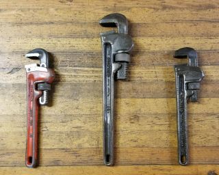 Vintage Ridgid Plumbing Monkey Pipe Wrenches ☆ Adjustable Plumber Mechanic Tools