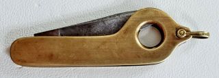 Rare 14K Gold Antique Art Deco Cigar Cutter Folding Pocket Knife 2