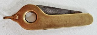 Rare 14K Gold Antique Art Deco Cigar Cutter Folding Pocket Knife 3