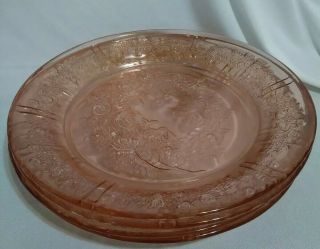 Set Of 4 Vtg Federal Pink Depression Glass Sharon Cabbage Rose 9 " Plates