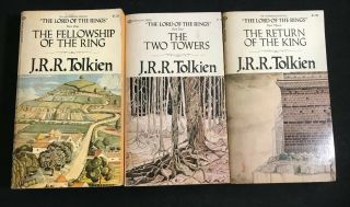 Vtg J.  R.  R.  Tolkien Lord Of The Rings Set 3 Pb 1977c Ballantine Complete Series
