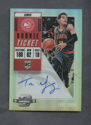 2018 - 19 Contenders Optic Rookie Ticket Trae Young Hawks Rc Auto 3