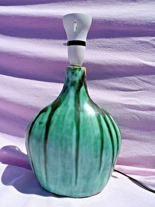 Vintage Studio Pottery Drip Glazed Table Lamp Rewired Gwo 12 1/2 " Tall Cond