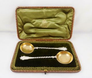 Antique Pair Cased George Iii Scottish Silver Gilt Ladles Edinburgh 1819 J Mckay