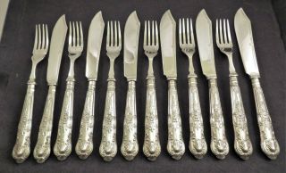 Silver Fish Cutlery Set - Sheffield 1930 Queens Pattern - Cased