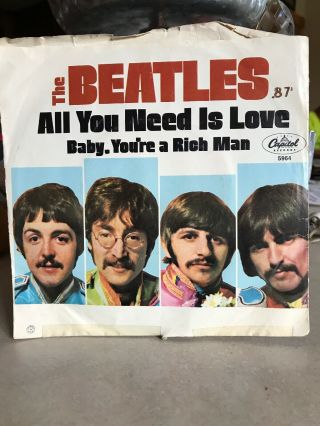 Vintage Beatles All You Need Is Love 45 Capitol Records Baby Rich Man
