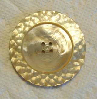 Vintage Carved Mother Of Pearl Shell Button Large 1 7/8 "