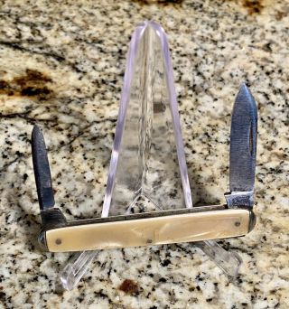Rare Vintage E.  C.  Simmons Keen Kutter C80t Cracked Ice 2 Blade Pocket Knife