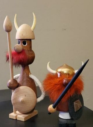 Hans Bolling Vtg Mid Century Danish Modern Teak Wood Viking Sculpture Toy Figure
