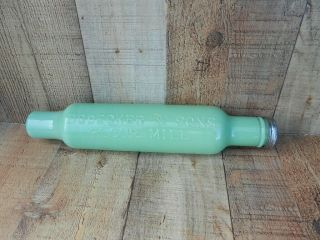 Vintage Glass Rolling Pin Jade - Ite Green Bodecker & Sons Flour Mill