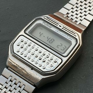 Pulsar Calculator Lcd Vintage Digital Watch Y739 5019 Rare To Find,  35 Mm