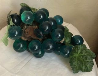 Wonderful Vintage Lucite Acrylic Grape Cluster Teal Blue Mid Century Retro Decor