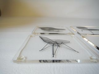 Set of 8 Mid Century Modern Acrylic Eames Modern Chair Designs Drink Coasters 2