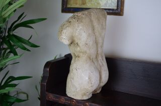 Early 20th Century Distressed Plaster Bust Of Female Nude Body 2
