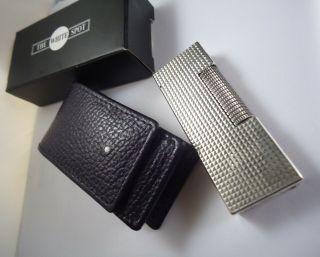 Dunhill Rollagas Lighter - Silver Plated - ' Hobnail ' - Dunhill Leather Case 2