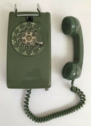 Vintage 1966 Green Western Electric Bell System 554 Rotary Wall Telephone