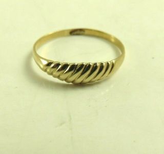 Vintage 10 K Gold Baby Ring Ribbed Look Marked With Initials Sz 1/2 To 1