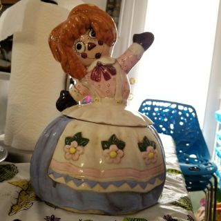 Really Raggedy Vintage Ceramic Raggedy Ann Cookie Jar,  Twin Winton Usa,