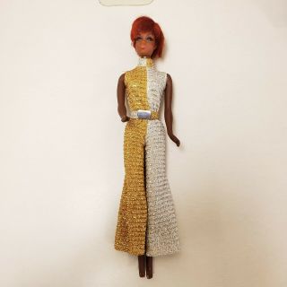 1967 Vintage Talking Julia Barbie Doll Silver Gold Jumpsuit Diahann Carroll
