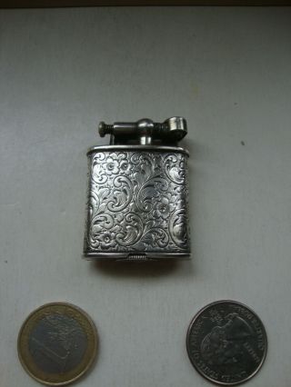 Vintage sterling SILVER no dunhill unique LIFT ARM Pocket Cigarette Lighter 2