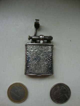 Vintage sterling SILVER no dunhill unique LIFT ARM Pocket Cigarette Lighter 3
