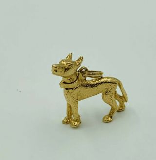 14k Solid Gold Vintage Antique Dog,  Terrier,  Doberman Charm Pendent,  Movable