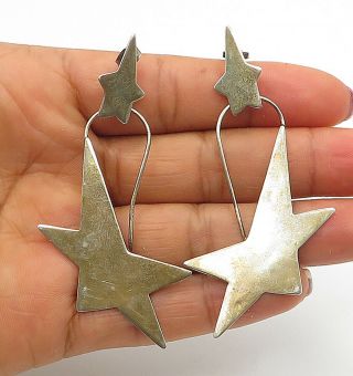 Mexico 925 Silver - Vintage Shooting Star Designed Dangle Earrings - E6862