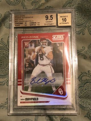 Baker Mayfield 2018 Score Rookie Auto Red Zone.  Bgs 9.  5/10 04/20