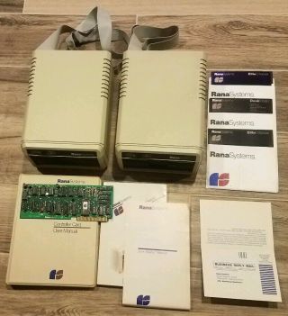 Vintage Apple Iie Rana Systems Elite Controller W/ 2 Drives,  Card & Manuals