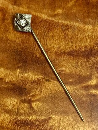 Antique 14k Yellow & White Gold Diamond Stick Pin